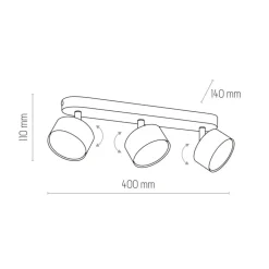 Lampa sufitowa Spot CLARK czarna 3xGX53