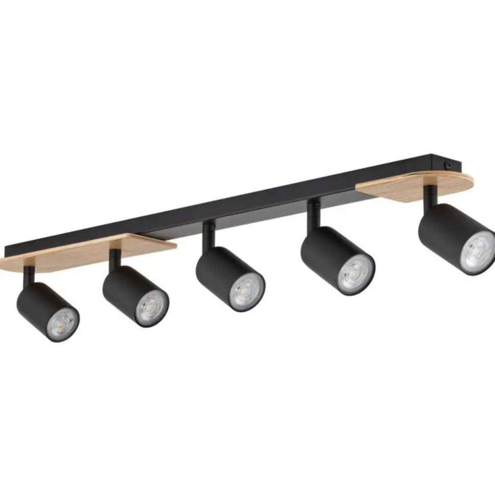 Lampa sufitowa Spot COVER WOOD czarna 5xGU10
