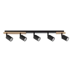 Lampa sufitowa Spot COVER WOOD czarna 5xGU10