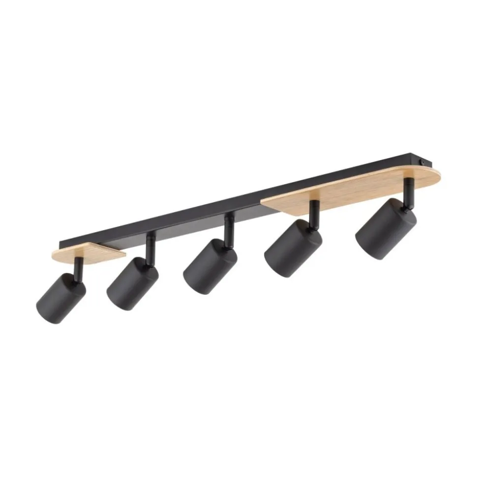 Lampa sufitowa Spot COVER WOOD czarna 5xGU10