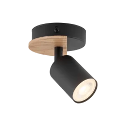Lampa Sufitowa Spot COVER Czarny Brązowy Drewno 1xGU10