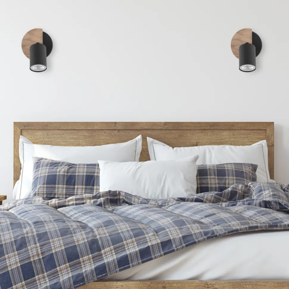 Lampa Sufitowa Spot COVER Czarny Brązowy Drewno 1xGU10
