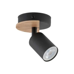 Lampa Sufitowa Spot COVER Czarny Brązowy Drewno 1xGU10