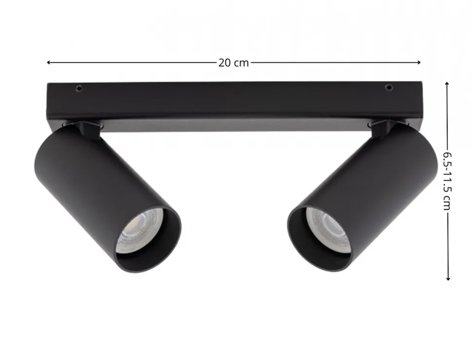 Lampa sufitowa Spot FOURTY czarna 2xGU10