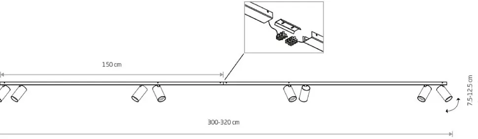 Lampa Sufitowa SPOT MONO Biały 8xGU10 2x1,5m