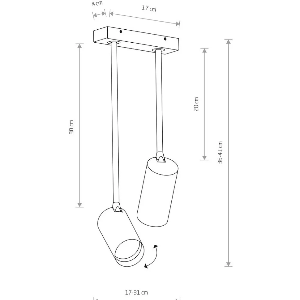 Lampa Sufitowa SPOT MONO LONG Czarny Złoty 2xGU10