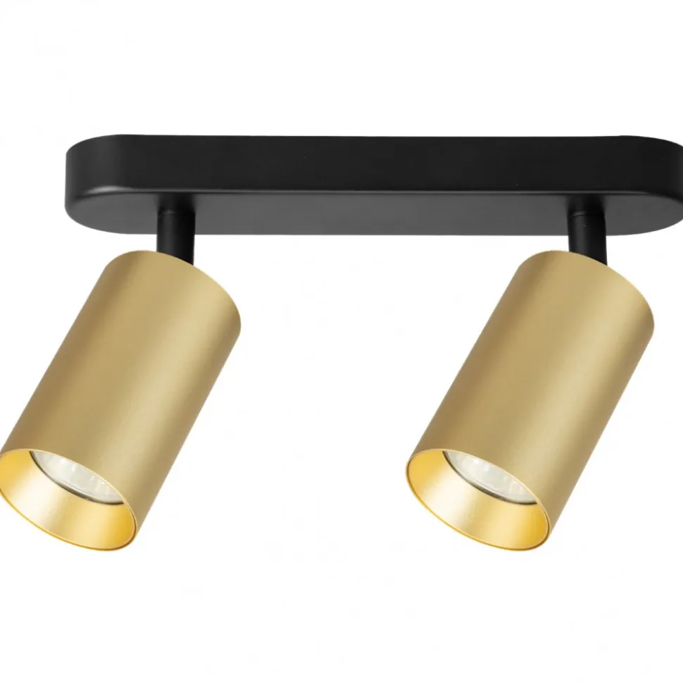 Lampa Sufitowa Spot Pipe Spot Czarny Złoty 2xGU10