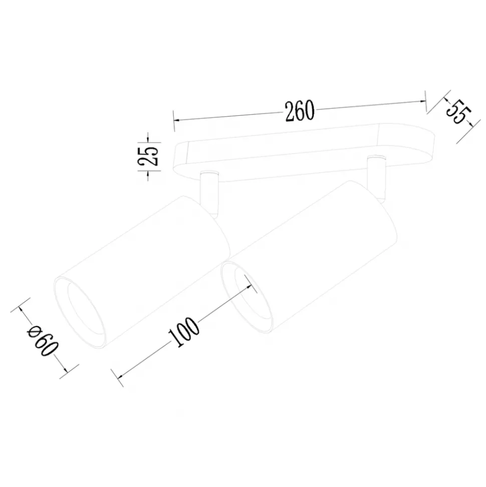 Lampa Sufitowa Spot Pipe Spot Czarny Złoty 2xGU10