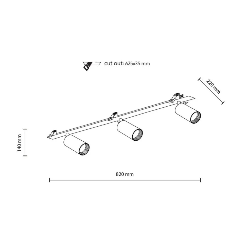 Lampa sufitowa Spot podtynkowa AMIS czarna 3xGU10