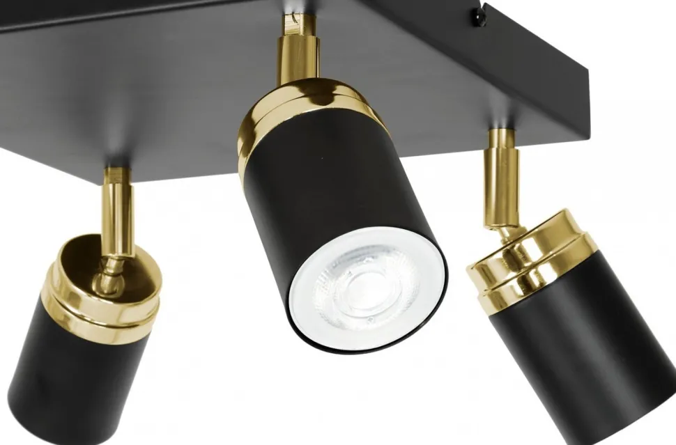 Lampa Sufitowa Spot RENO Czarny Złoty 4xGU10 K