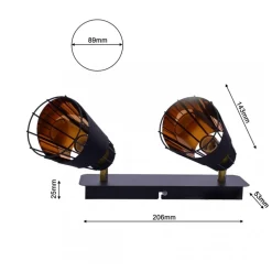 Lampa Sufitowa Spot RICK Czarny Złoty Metalowe Klosze 2xE14