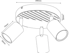 Lampa Sufitowa Spot TERRA Czarny Brązowy 3xGU10 Plafon