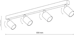 Lampa Sufitowa SPOT TOP Czarny Złoty 4xGU10