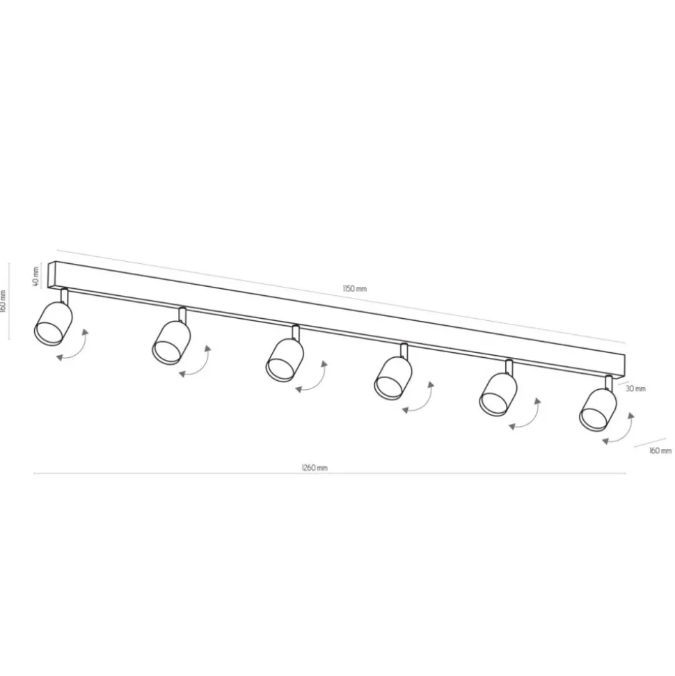 Lampa sufitowa Spot TOP czarna 6xGU10