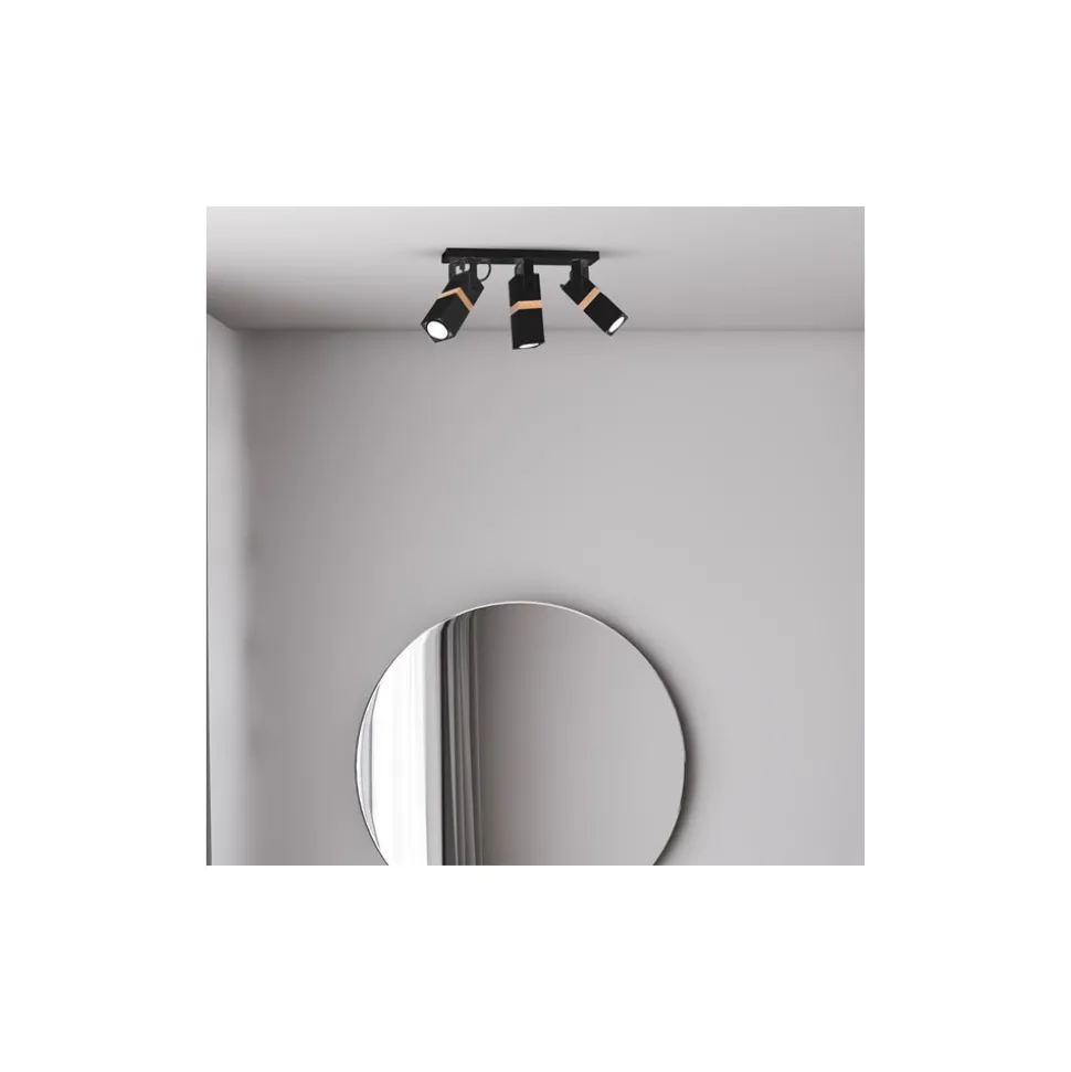 Lampa sufitowa Spot VIDAR Czarny Brązowy 3xGU10