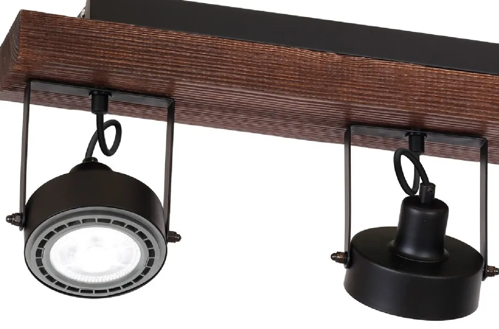 Lampa Sufitowa Spot VIVA WOOD Czarny Brązowy 4xGU10 AR111