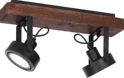 Lampa Sufitowa Spot VIVA WOOD Czarny Brązowy 2xGu10 AR111