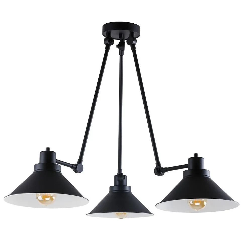 Lampa Sufitowa TECHNO Czarny Biały Metalowe Klosze 3xE27