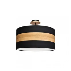 Lampa Sufitowa TERRA Czarny Brązowy Abażur 3xE27 50cm