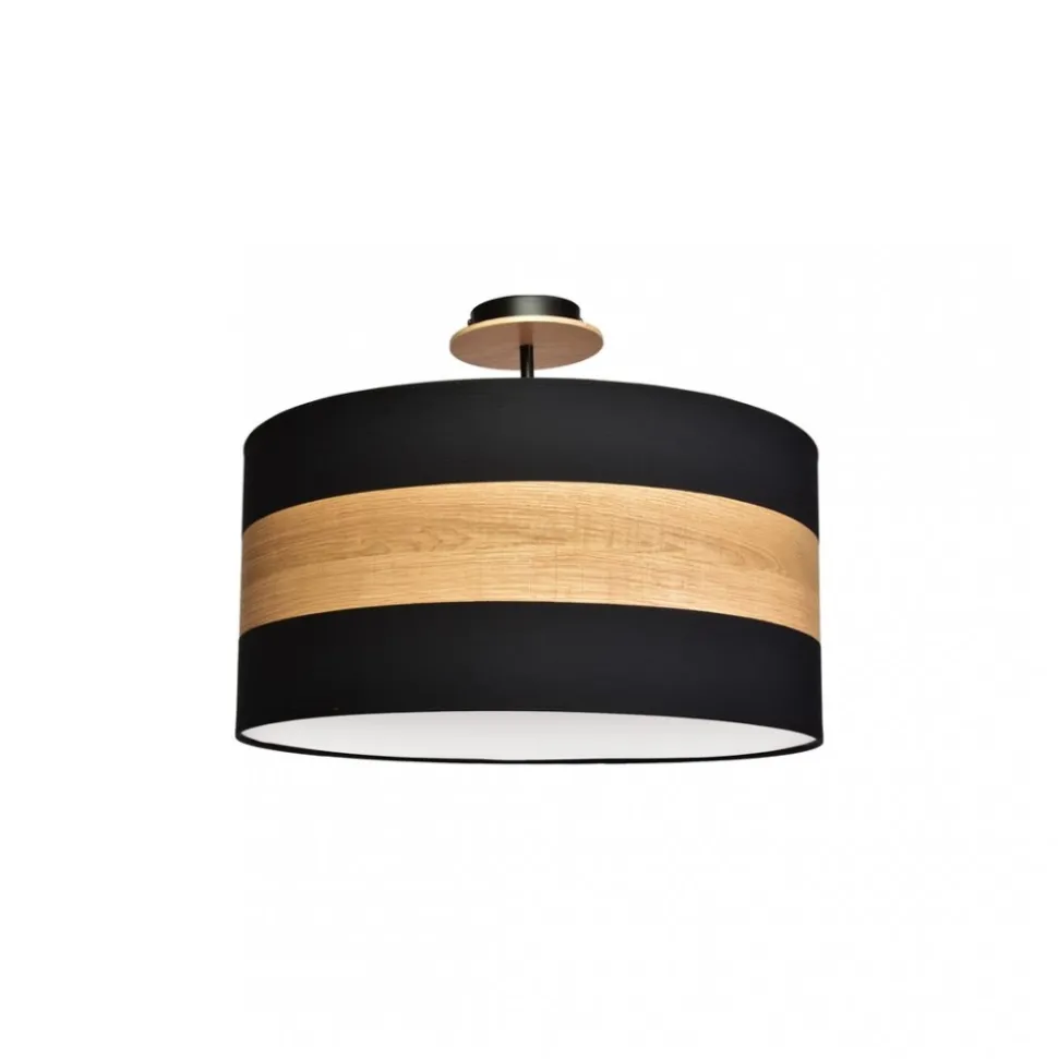 Lampa Sufitowa TERRA Czarny Brązowy Abażur 3xE27 50cm