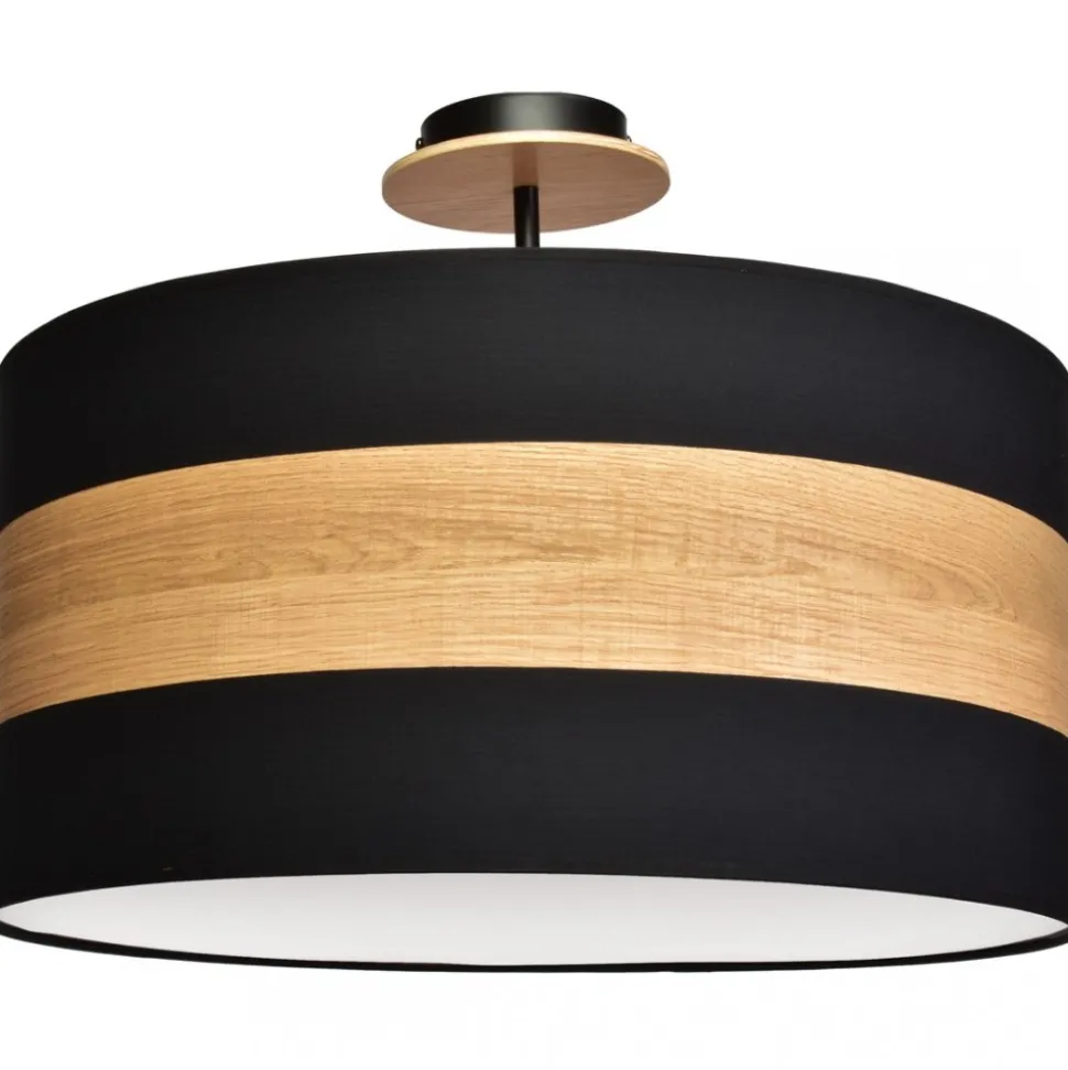 Lampa Sufitowa TERRA Czarny Brązowy Abażur 3xE27 50cm