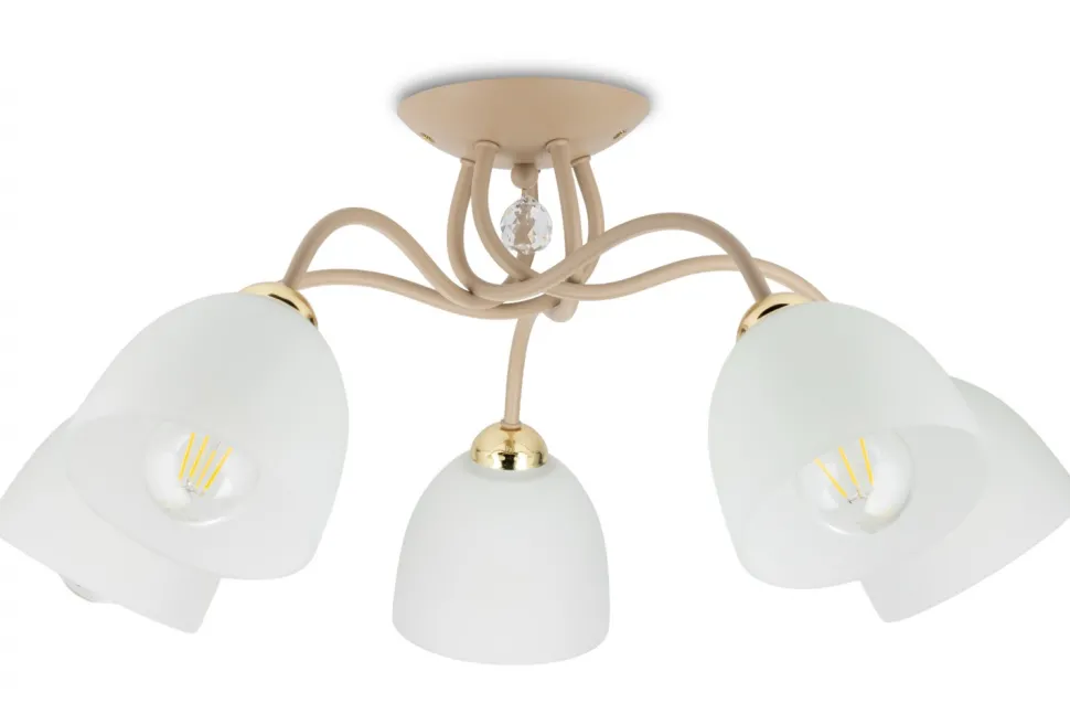 Lampa Sufitowa Tina Beżowa Szkło 5xE27 61 cm