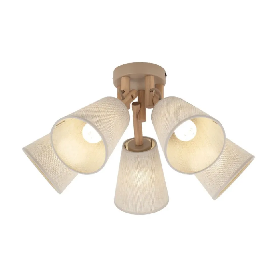 Lampa sufitowa VAIO sabia beżowy abażur len 5xE27