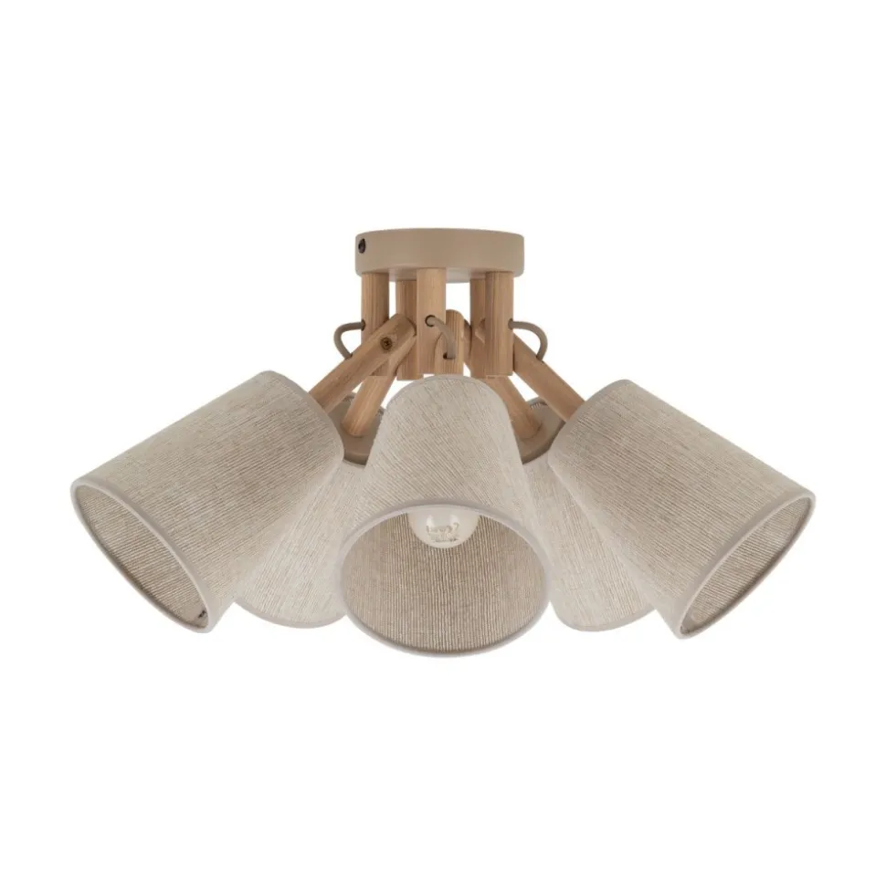 Lampa sufitowa VAIO sabia beżowy abażur len 5xE27