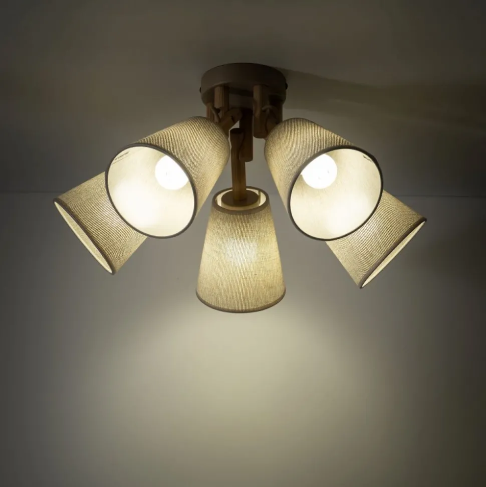 Lampa sufitowa VAIO sabia beżowy abażur len 5xE27