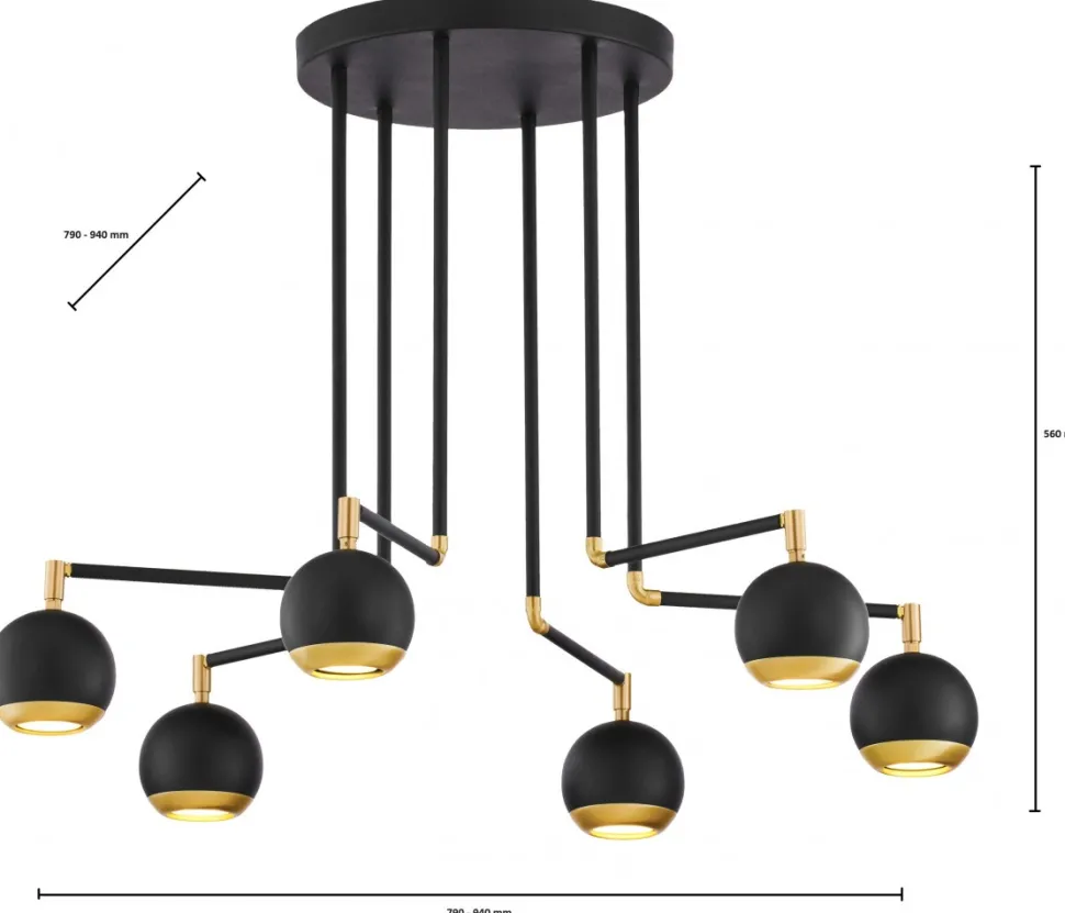 Lampa Sufitowa VILAR Czarny 6xGU10