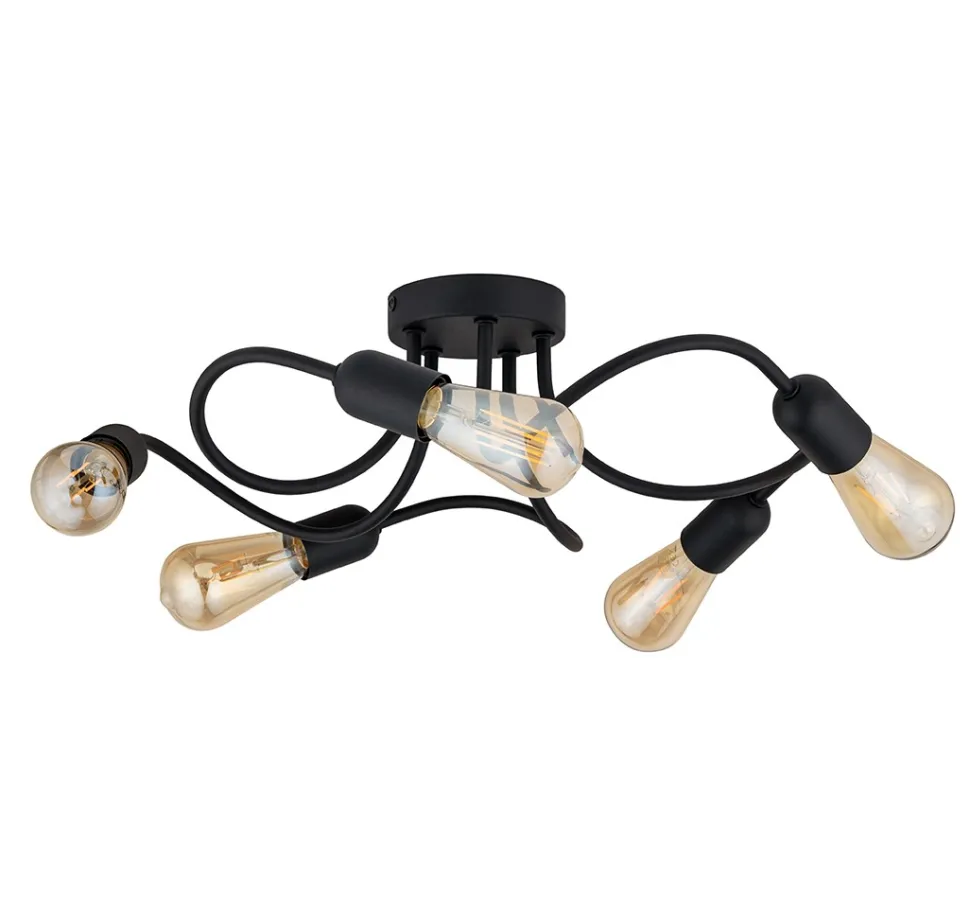 Lampa Sufitowa WAVE Czarny Loft 5xE27