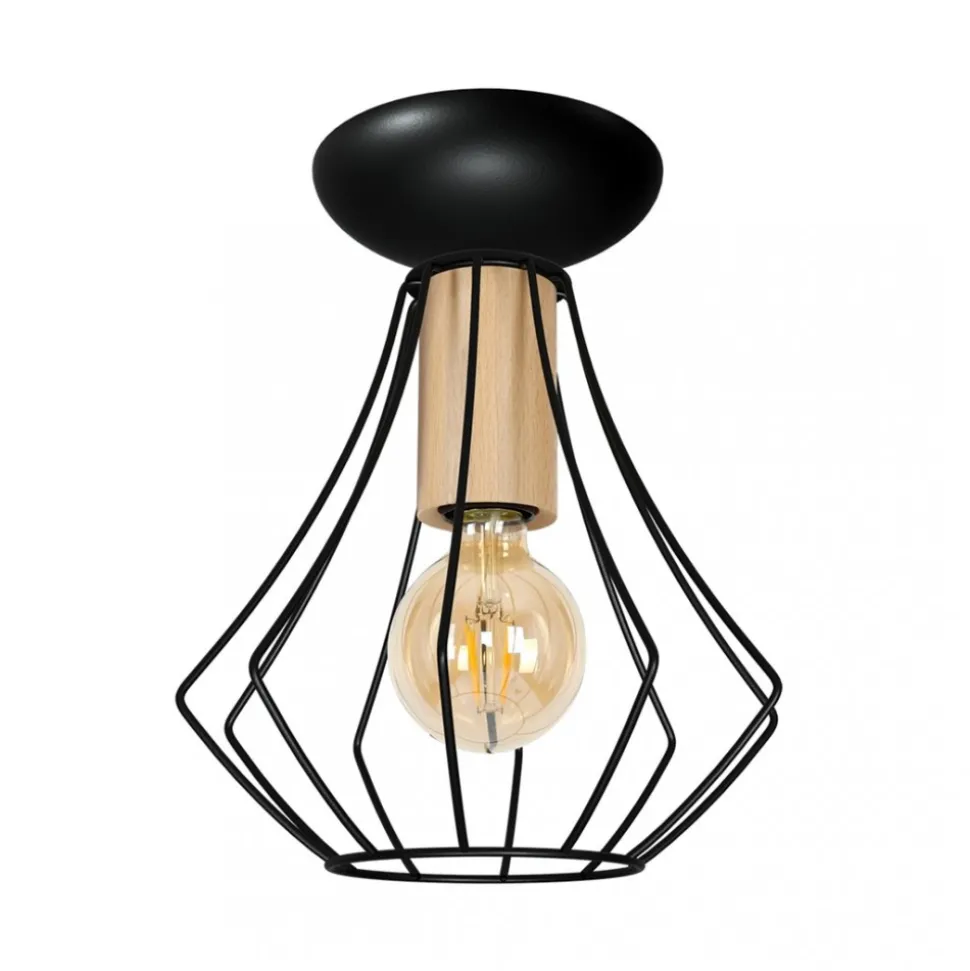 Lampa Sufitowa WILL Czarny Złoty Metalowy Klosz 1xE27 24cm