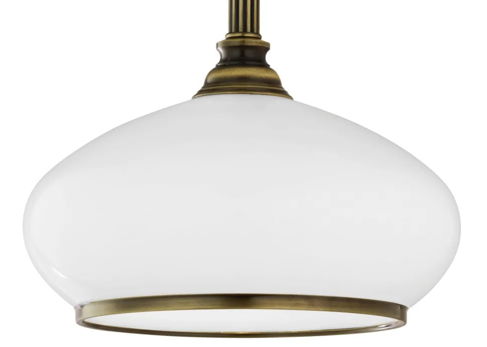 Lampa Sufitowa ZEUS Patyna Biały Szklany Klosz 1xE27 40 cm