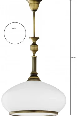 Lampa Sufitowa ZEUS Patyna Biały Szklany Klosz 1xE27 40 cm