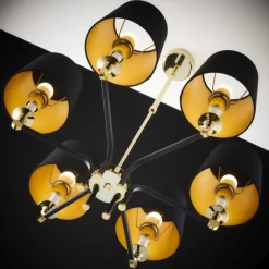 Lampa wisząca ABANDO złota czarny abażur 6xE27