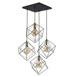 Lampa Wisząca ALAMBRE Czarny Złoty 4xE27