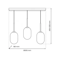 Lampa Wisząca ALIAS Czarny Szklane Klosze 3xE14