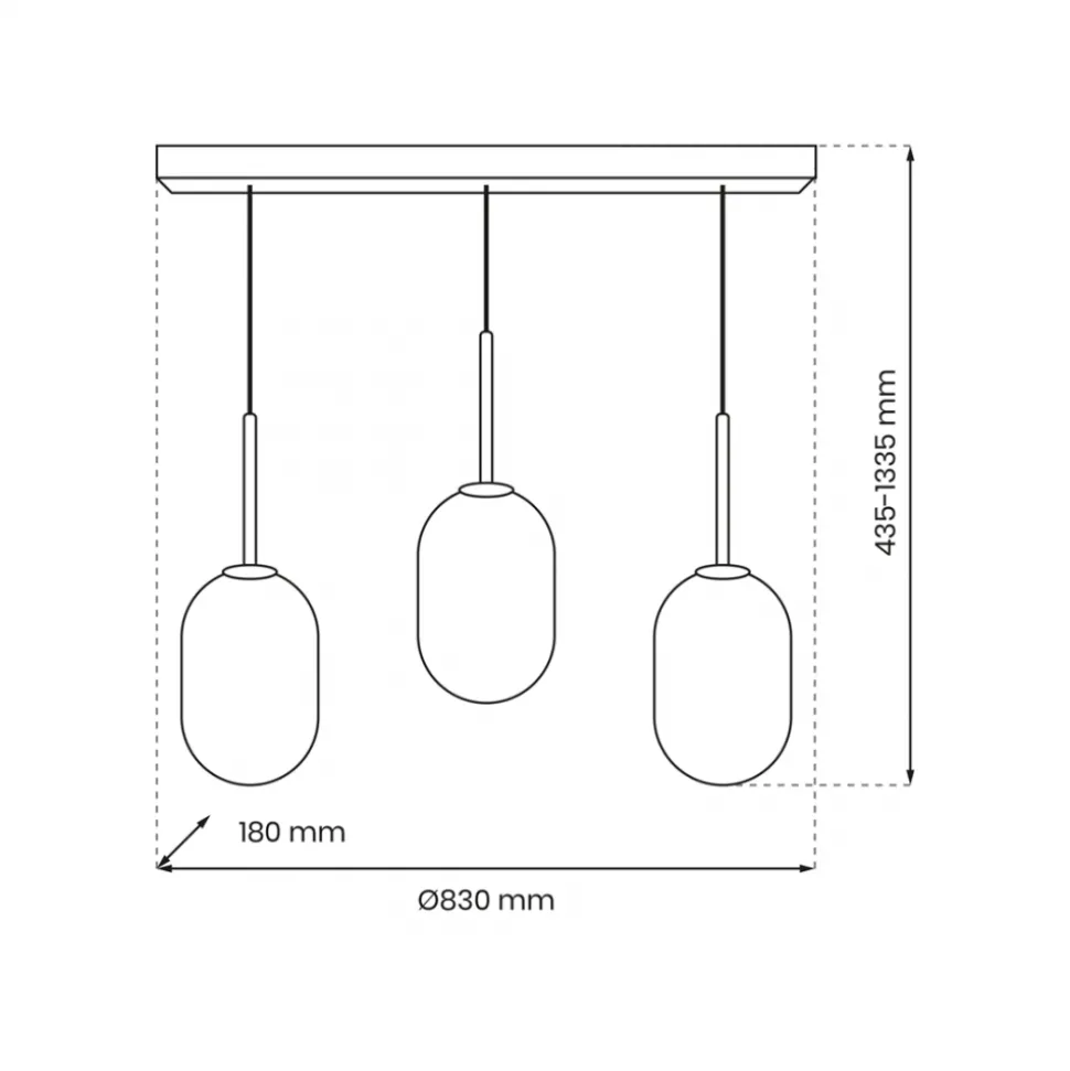 Lampa Wisząca ALIAS Czarny Szklane Klosze 3xE14