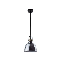 Lampa Wisząca AMALFI Czarny Dymiony Klosz 1xE27 20cm
