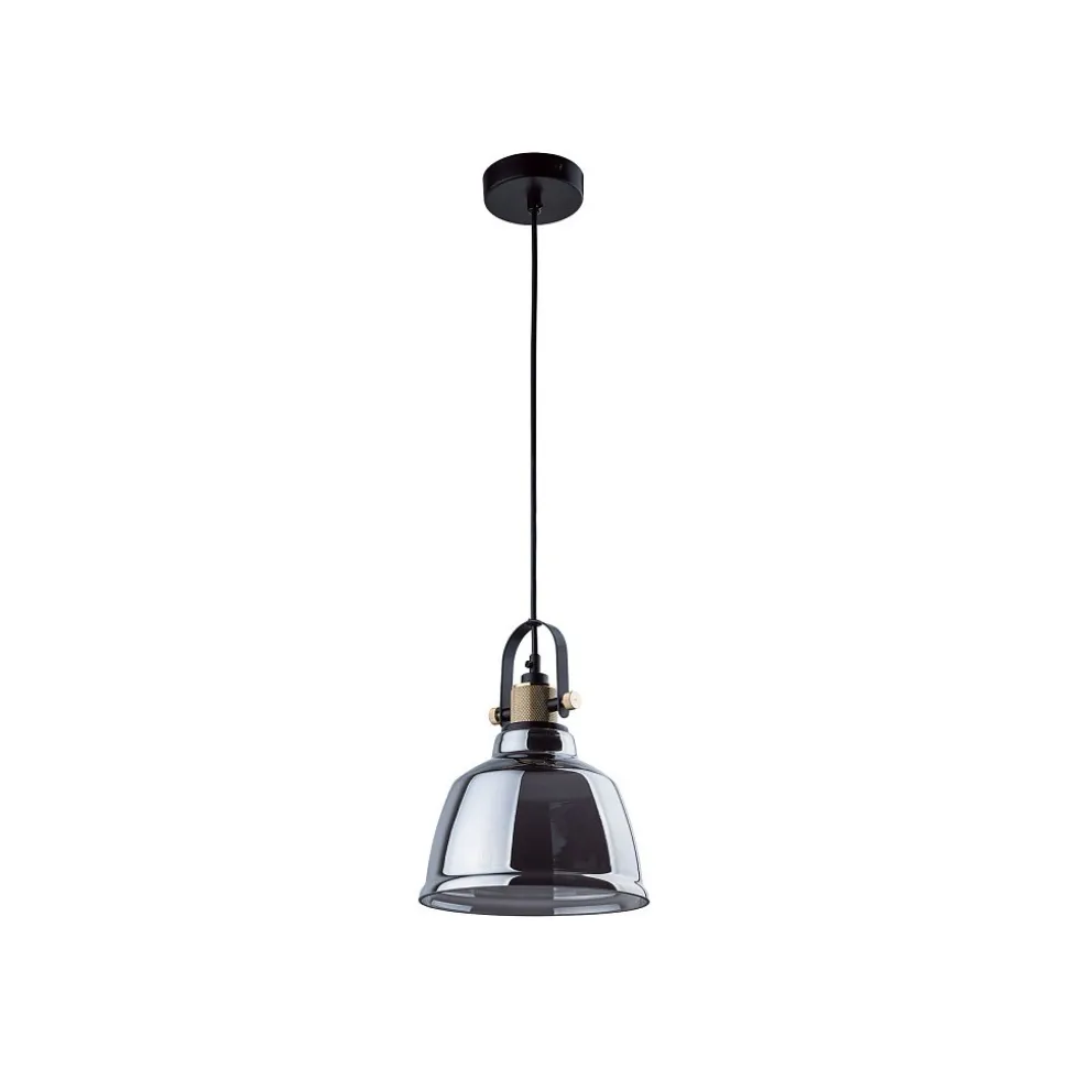 Lampa Wisząca AMALFI Czarny Dymiony Klosz 1xE27 20cm
