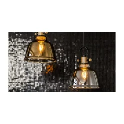 Lampa Wisząca AMALFI Czarny Dymiony Klosz 1xE27 30cm
