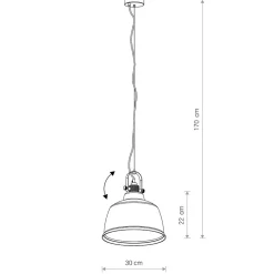 Lampa Wisząca AMALFI Czarny Dymiony Klosz 1xE27 30cm