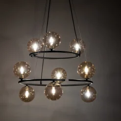 Lampa Wisząca ANABELLE Czarny Grafitowy Szklane Klosze 9xG9