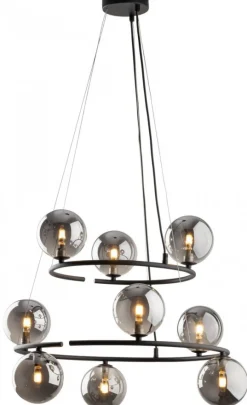 Lampa Wisząca ANABELLE Czarny Grafitowy Szklane Klosze 9xG9