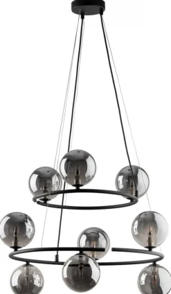 Lampa Wisząca ANABELLE Czarny Grafitowy Szklane Klosze 9xG9