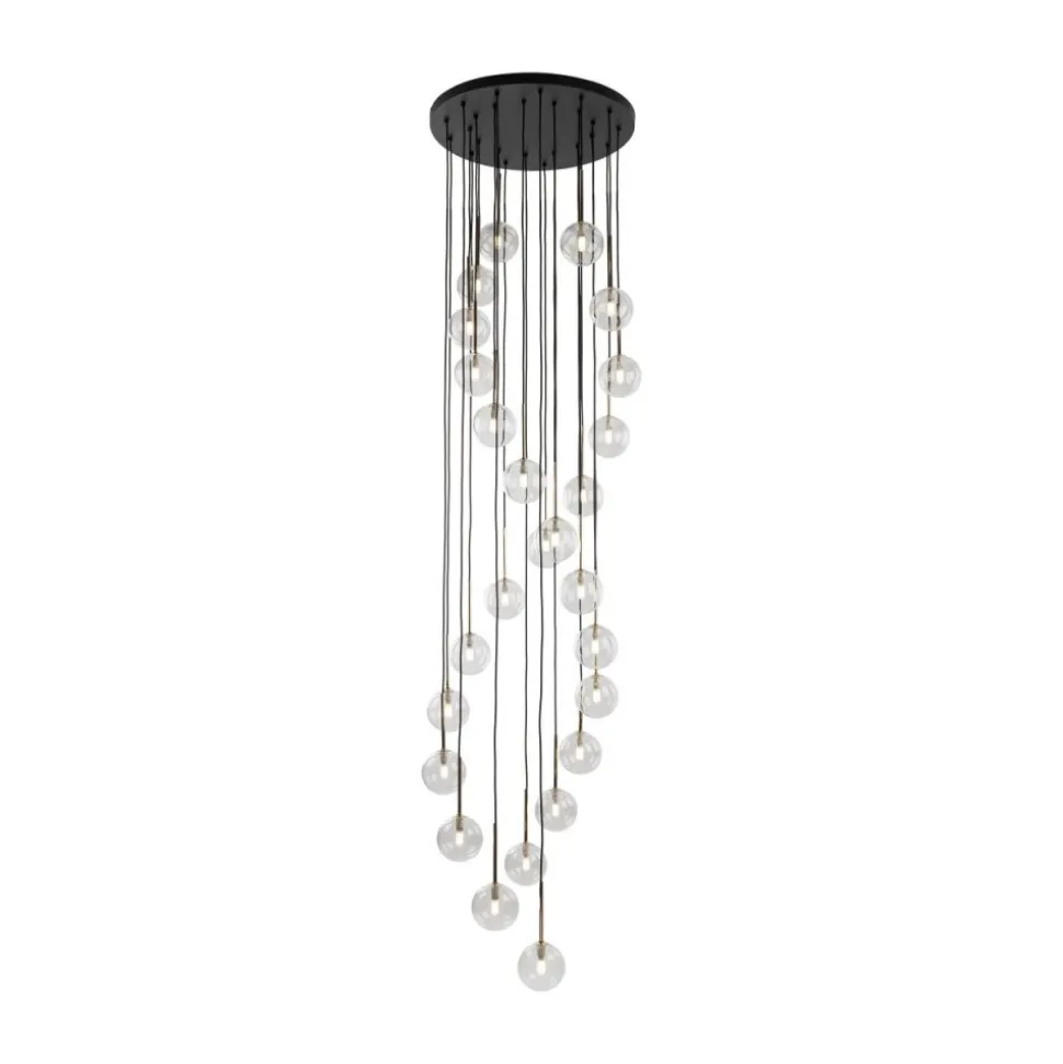 Lampa wisząca AURORA czarna klosz transparentny 26xG9