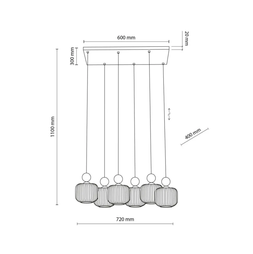 Lampa wisząca BALLO sabia beżowa klosz biały 6xE14