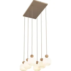 Lampa wisząca BALLO sabia beżowa klosz biały 6xE14