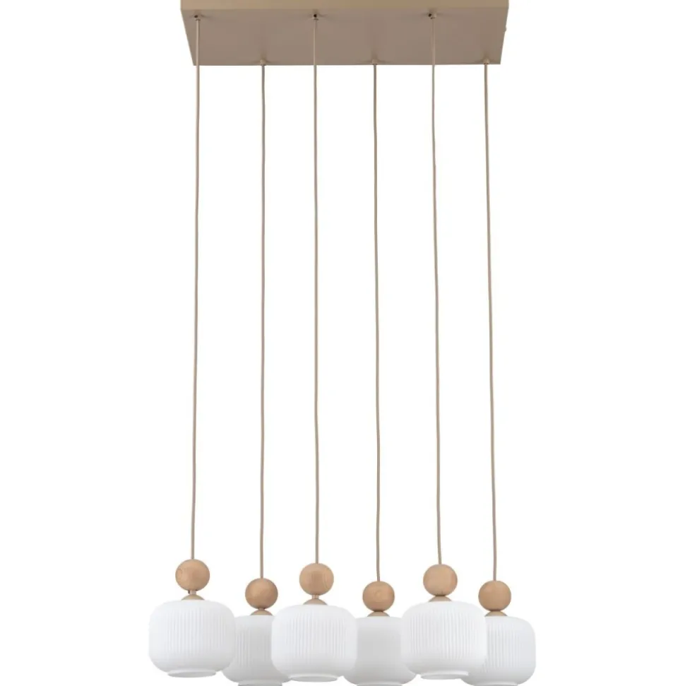 Lampa wisząca BALLO sabia beżowa klosz biały 6xE14
