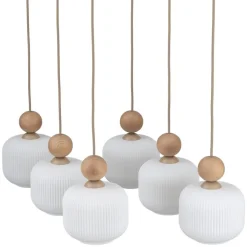 Lampa wisząca BALLO sabia beżowa klosz biały 6xE14